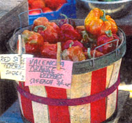 Bell peppers for sale at the farmers' market.